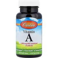 Carlson, Vitaminas A, 3000 mcg RAE (10 000 TV), 250 minkštųjų kapsulių
