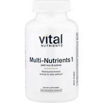 Vital Nutrients, Multinutrientai 1 su geležimi ir jodu, 180 vegetariškų kapsulių