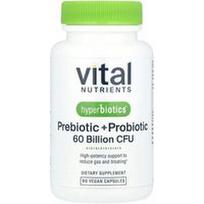 Vital Nutrients, Hiperbiotikai®, prebiotikai + probiotikai, 60 veganiškų kapsulių