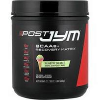 JYM Supplement Science, „Post JYM®“, BCAA + atsistatymo matrica, vaivorykštės šerbetas, 600 g