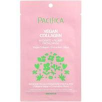 Pacifica, Hydrate & Plump grožio veido kaukė, veganiškas kolagenas, 1 lakštinė kaukė, 0.6 fl oz (18 ml)