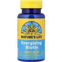 Nature's Life, Energizuojantis biotinas, 2500 mcg, 100 daržovių kapsulių