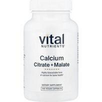 Vital Nutrients, Kalcis, citratas + malatas, 100 veganiškų kapsulių (150 mg vienoje kapsulėje)
