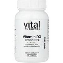 Vital Nutrients, Vitaminas D3, 90 kapsulių (50 mcg (2000 TV) vienoje kapsulėje)