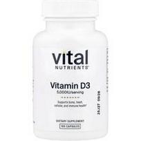 Vital Nutrients, Vitaminas D3, 5 000 TV, 180 vegetariškų kapsulių
