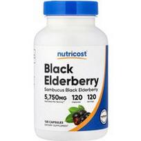 Nutricost, Juodieji šeivamedžio uogos, 120 kapsulių (575 mg vienoje kapsulėje)