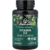 PlantFusion, Organinis veganiškas vitaminas D3, 50 mcg (2000 TV), 60 veganiškų tablečių
