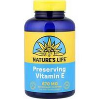 Nature's Life, Konservuojantis vitaminas E, 670 mg, 100 minkštųjų kapsulių