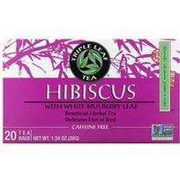 Triple Leaf Tea, Hibiskas su baltojo šilkmedžio lapais, be kofeino, 20 arbatos pakelių, 38 g