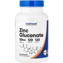 Nutricost, Cinko gliukonatas, 50 mg, 120 kapsulių