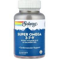 Solaray, „Super Omega 3-7-9™“ su vitaminu D-3 ir lašišų aliejumi, 120 minkštųjų kapsulių
