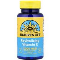 Nature's Life, Atgaivinantis vitaminas K, 1000 mcg, 50 daržovių kapsulių