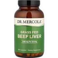 Dr. Mercola, Žole šeriamos jautienos kepenys, 180 kapsulių (500 mg vienoje kapsulėje)