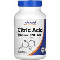 Nutricost, Citrinų rūgštis, 1000 mg, 120 kapsulių