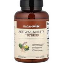 NatureWise, Ašvaganda stresui malšinti, 60 veganiškų kapsulių