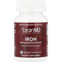 BrainMD, Geležis, 30 veganiškų kapsulių (25 mg vienoje kapsulėje)