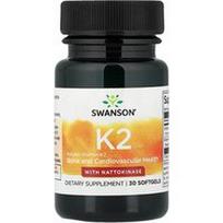 Swanson Vitamins, Vitaminas K2 su natokinaze, 30 minkštųjų kapsulių