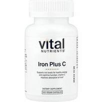 Vital Nutrients, Geležis Plus C, 100 veganiškų kapsulių