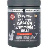 Zesty Paws, Vet Strength Allergy & Immune Bites, Šunims, bet kokio amžiaus, rūkytas sūris, 90 minkštų kramtomųjų, 12.6 oz (360 g)