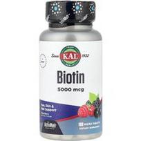 KAL, Biotinas, mišrios uogos, 5,000 mcg, 100 mikro tablečių