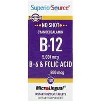 Superior Source, Vitaminai B-12, B-6 ir folio rūgštis, 100 greitai tirpstančių tablečių