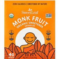 SweetLeaf Stevia, Organinis saldiklis „Monk Fruit“, granuliuotas, 40 pakelių po 0,28 uncijos (0,8 g)