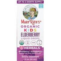 MaryRuth's, Organiniai vaikams skirti skysti šeivamedžio uogų lašai, 4+ metų, mėlynių ir aviečių, 30 ml