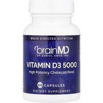 BrainMD, Vitaminas D3 5000, 100 kapsulių (125 mcg (5000 TV) vienoje kapsulėje)
