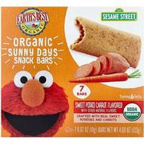 Earth's Best, Organiniai „Sunny Days“ užkandžių batonėliai®, nuo 2 metų, saldžiosios bulvės, morkos, 7 batonėliai po 19 g