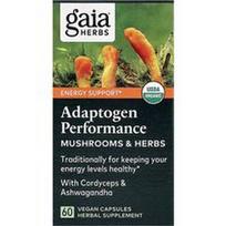 Gaia Herbs, Adaptogeninis našumas, grybai ir žolelės, 60 veganiškų kapsulių