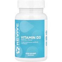 Revive, Essentials, vitaminas D3, 125 mcg (5000 TV), 60 minkštųjų kapsulių