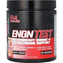 EVLution Nutrition, ENGN testas, prieš treniruotę skatinantis variklis + testosterono palaikymas, vaisių punšas, 285 g
