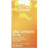 Bio Nutrition, Cinko citratas, 30 mg, 100 tablečių
