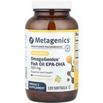 Metagenics, OmegaGenics®, žuvų taukai EPA-DHA, natūrali citrina, 500 mg, 120 minkštųjų kapsulių