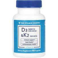 The Vitamin Shoppe, Vitaminas D3 ir K2, 60 kapsulių
