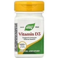 Nature's Way, Vitaminas D3, ypač stiprus, 50 mcg (2000 TV), 120 minkštųjų kapsulių