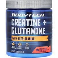 BodyTech, Kreatinas + glutaminas su beta-alaninu, vaisių punšas, 357 g
