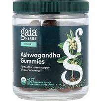 Gaia Herbs, Ašvagandos guminukai, obuolių ir cinamono skonio, 45 guminukai