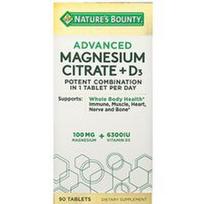 Nature's Bounty, Išplėstinis magnio citratas + D3, 90 tablečių