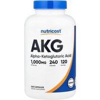 Nutricost, AKG (alfa-ketoglutaro rūgštis), 240 kapsulių (500 mg vienoje kapsulėje)