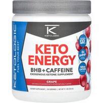 KetoLogic, Keto Energy, BHB + kofeinas, vynuogių, 255 g