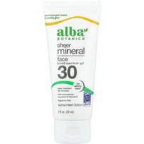 Alba Botanica, Skaidrus mineralinis veido losjonas nuo saulės, SPF 30, be kvapiklių, 59 ml
