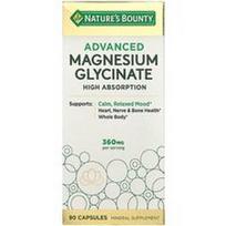 Nature's Bounty, Pažangus magnio glicinatas, didelė absorbcija, 90 kapsulių (120 mg vienoje kapsulėje)