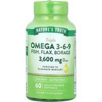Nature's Truth, Trigubos Omega 3-6-9, žuvis, linai, aguročiai, 60 greito atpalaidavimo minkštųjų kapsulių