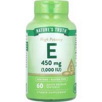Nature's Truth, Vitaminas E, didelio stiprumo, 450 mg (1000 TV), 60 greito atpalaidavimo minkštųjų kapsulių