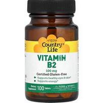 Country Life, Vitaminas B2, 100 mg, 100 tablečių
