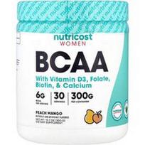 Nutricost, Moterys, BCAA su vitaminu D3, folio rūgštimi, biotinu ir kalciu, persikų mangais, 10,7 uncijos (300 g)