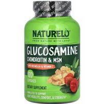 NATURELO, Gliukozamino, chondroitino ir MSM su bosvelija ir vitaminu C, 120 kapsulių