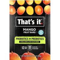 That's It, Probiotikų + prebiotikų vaisių batonėliai, mango, 12 batonėlių po 35 g (1,2 uncijos)