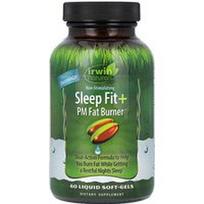 Irwin Naturals, „Sleep Fit + PM Fat Burner“, 60 skystų minkštųjų kapsulių